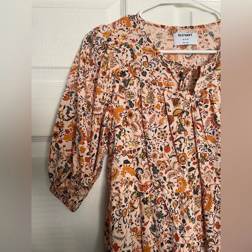 NWOT Old Navy Floral Tie-Front Dress in Orange Size XL Girls (14-16)